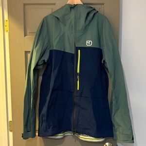 Ortovox 3L Ravine Shell Jacket Navy and Sage Green Men’s